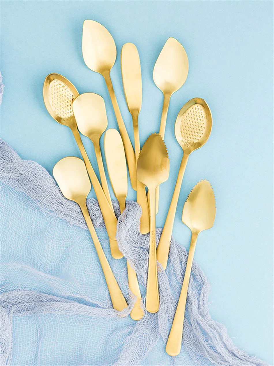 Chic Gold 304 Stainless Steel Spoon Teaspoon Coffee Spoons Fruit Ice Cream Elegant Spoon Girly Bow Tie Tableware Kitchen Tool (4)