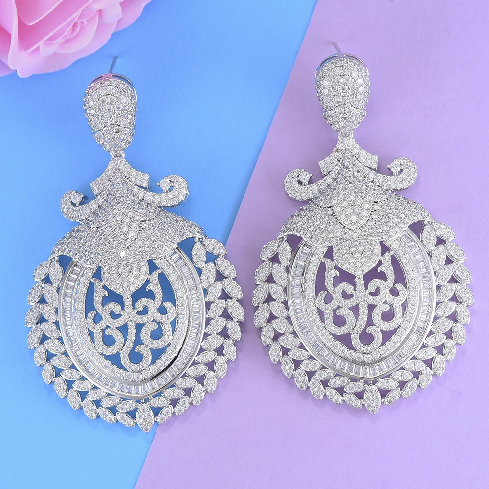 

missvikki Valuable Elegant Unique Ladies Earrings Hollow Design Important Occasions Necessary Accessories with full Crystal CZ