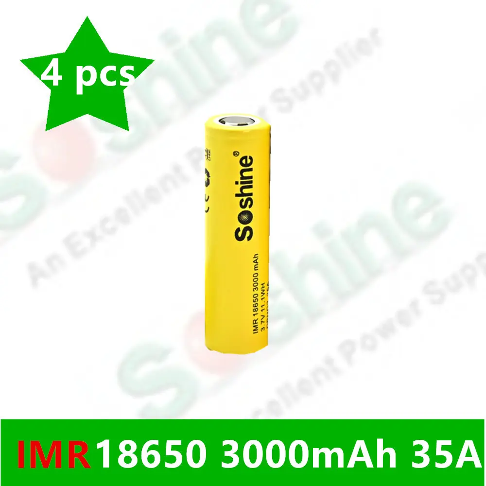 Литий-ионный аккумулятор SOSHINE 18650 DBHG2 35A 3000 мАч 4 шт. | Электроника