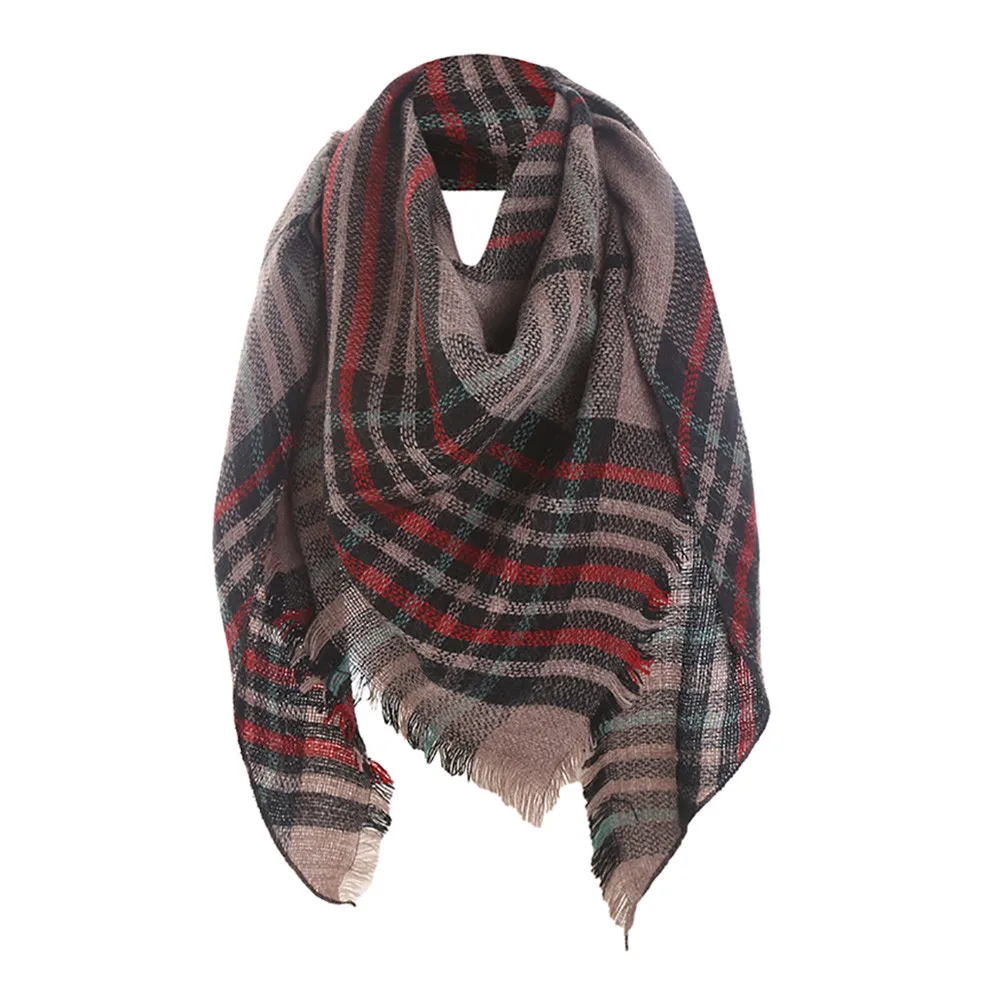 Модный высококачественный Женский шарф, зимний теплый длинный шерстяной платок, клетчатый цветной мягкий шейный шарф Nove13