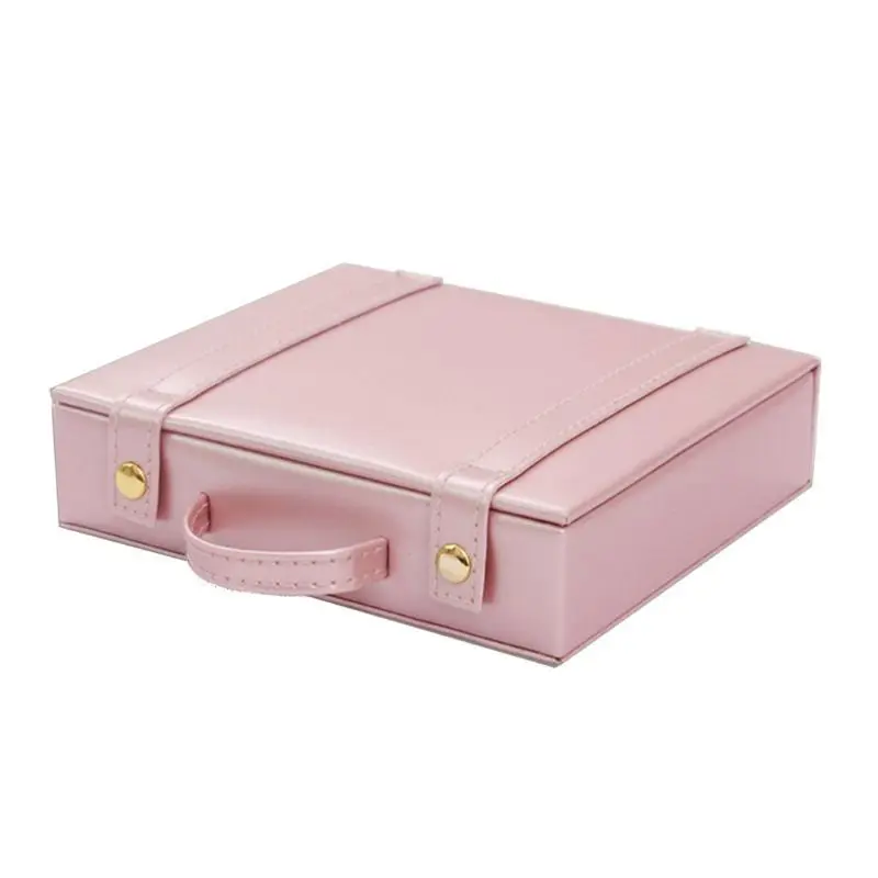 

Korean Style Fresh And Simple Girl Earrings Plate Jewelry Box Portable Leather Earring Ring Multi-function Jewelry Storage Box