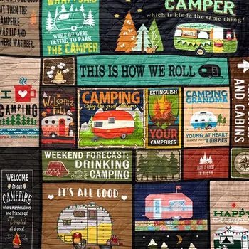 

New This Is How We Roll Camping Blanket Quilt Printed for Outdoor Traveling Picnics Beach LMH66