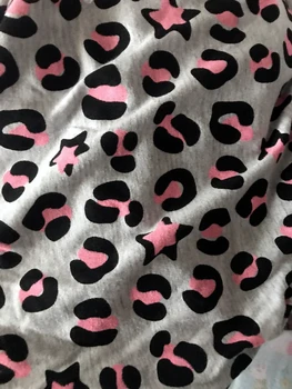 

50*165cm Pink leopard Elasticity cotton fabric For Sewing Fat Patchwork baby boy shirt pajamas Cloth Kid