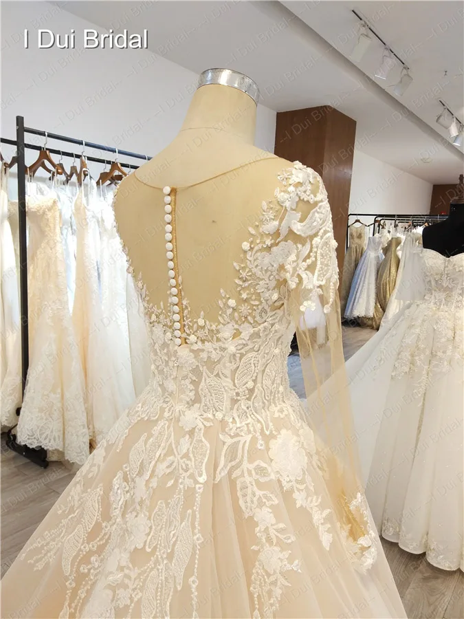 Прозрачное свадебное платье с длинным рукавом Иллюзия декольте роскошное свадебное платье с бисером завод настоящая фотография