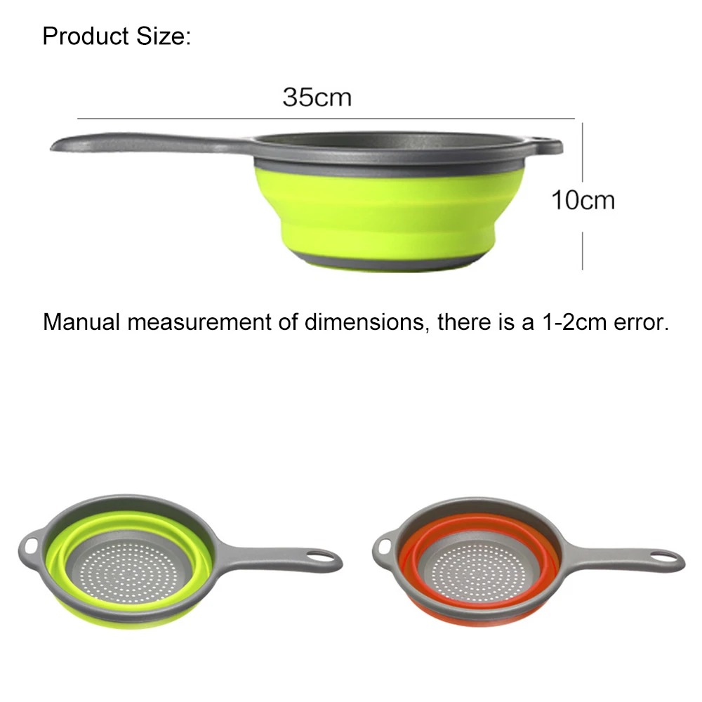 Складной дуршлаг для фруктов и овощей, силиконовая корзина, ситечко, складной фильтр, дуршлаг для воды, ручка, кухонные инструменты