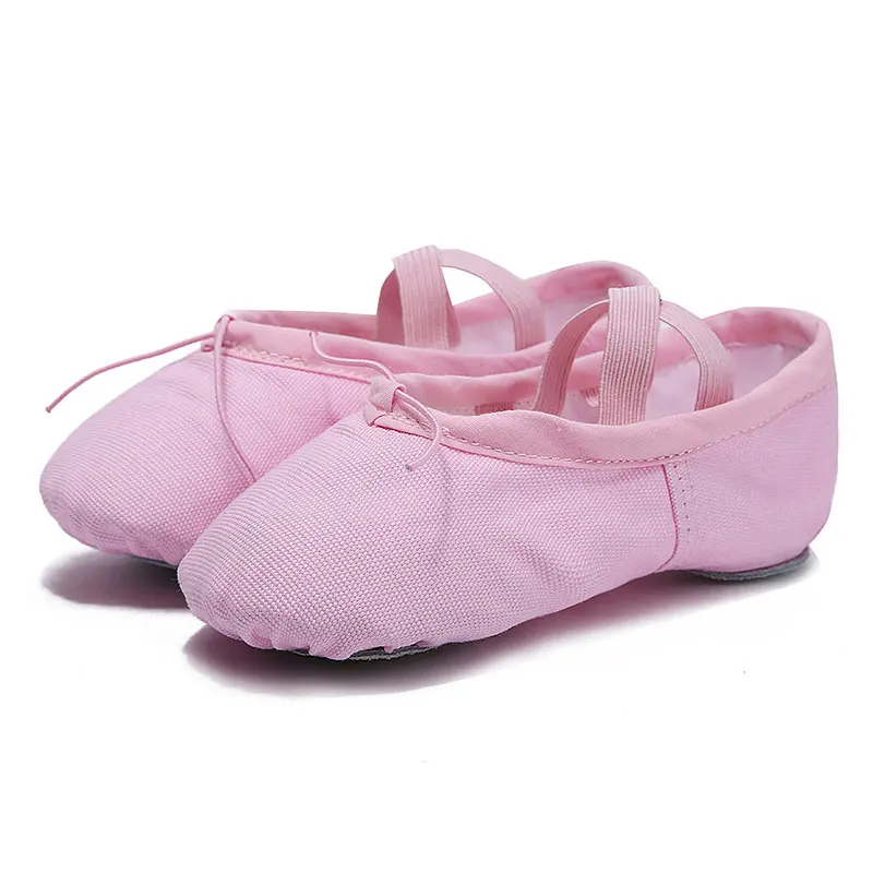 USHINE/домашняя обувь для тренировок из кожи и ткани; розовые Тапочки для занятий йогой; Детские парусиновые балетные танцевальные туфли для девочек, женщин и детей - Цвет: Pink