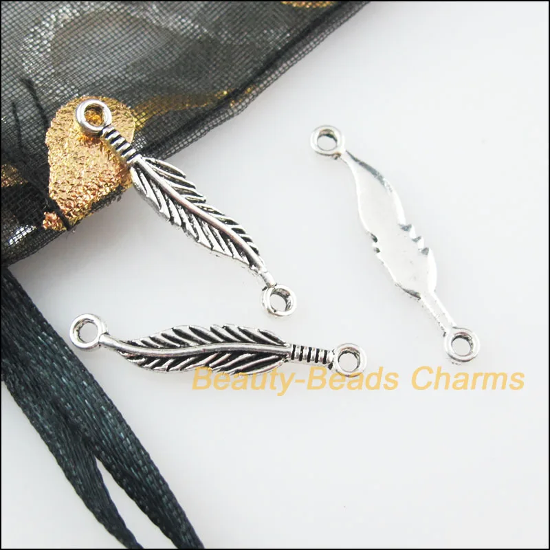 Tibetan Silver Feather Leaf Charms Jewellery Pendant Silver 30pcs
