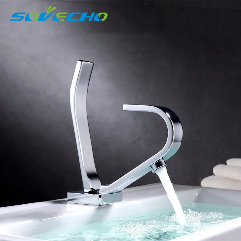 

free shipping Basin faucet Chrome hot and cold copper thickened wash bathroom cabinet wash the bathroom personality bathroom