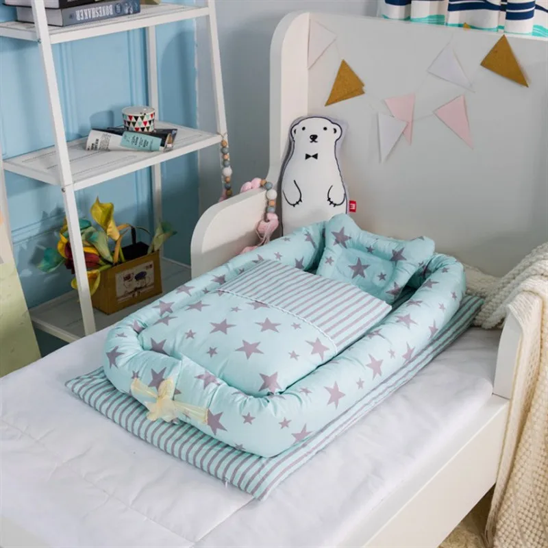

Portable Baby Nest Bed Crib Washable Crib with Quilt Set Travel Bed For Children Infant Kids Cotton Cradle Folding Baby Bed