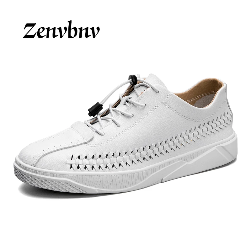 

ZENVBNV Spring Summer New Trendy Men Shoes Quality Leather Sneakers Soft Breathable Casual Gentleman Style Men Flats Shoes 39-44