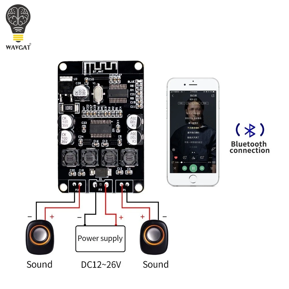 Board para Bluetooth Vhm 313 Tpa3110 Tpa3110d2 2×15 w Bluetooth Digital Audio Power Amplifier Speaker