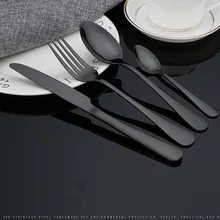 KuBac Hommi 24 комплект столовых приборов черная посуда гладкие столовые приборы набор из нержавеющей стали стейк на ужин нож вилка чайная ложка Прямая поставка
