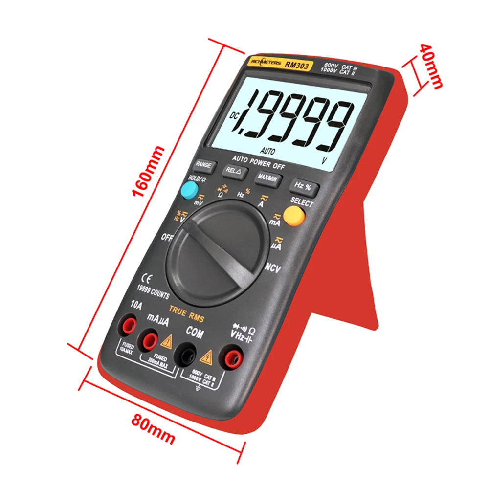 Цифровой мультиметр richmeter RM303 True-RMS 19999 отсчетов Multimetro AC/DC Напряжение Амперметр Ток Ом Транзистор тестер