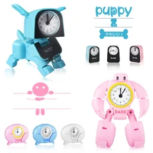Мультяшная электронная маленькая милая собака деформация собака маленький будильник креативный мини электронный будильник детские игрушки подарок
