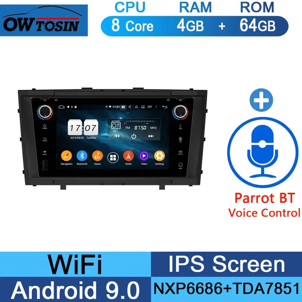 " ips 1024*600 8 ядерный 4G+ 64G Android 9,0 автомобильный dvd-плеер для Toyota Avensis 2009 2010 2011 2012 2013 DSP радио gps - Цвет: 64G Parrot BT