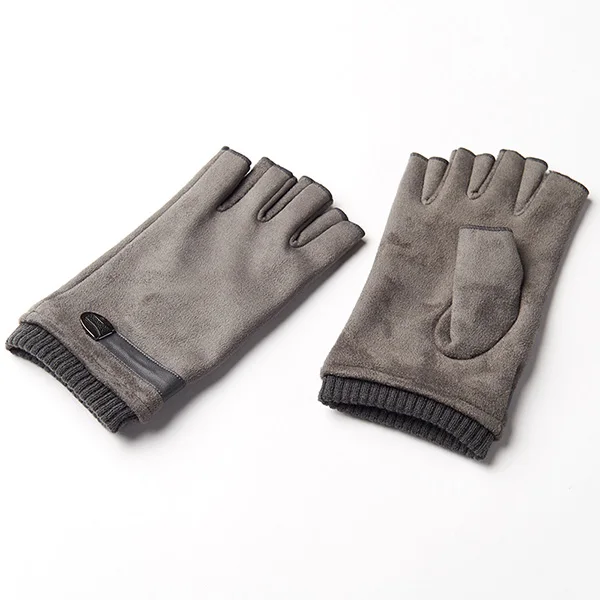 REALBY зимние мужские высококачественные мужские перчатки без пальцев, теплые перчатки, дышащие зимние перчатки для вождения, мужские перчатки - Цвет: 53071 grey