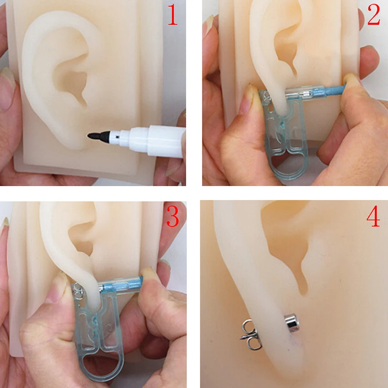 2 шт. дезинфекции безопасности упаковки Пронзительный Gun одноразовые вкладыши ногтей Пистолеты уха ловушки пирсинг инструменты для