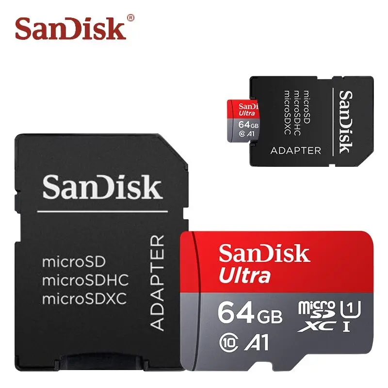 SanDisk micro sd карта 64 Гб класс 10 карта памяти 16 ГБ 32 ГБ tarjeta micro sd 128 Гб microsd TF карты памяти sd Бесплатный адаптер - Емкость: 64GB with adapter