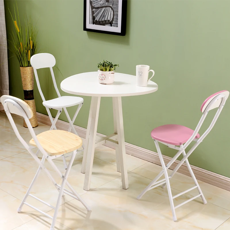 Modern Simple Foldable Chair Multifunction with Backrest Household Dining Chair and Table Portable Light Leisure Stool 4pcs/lot