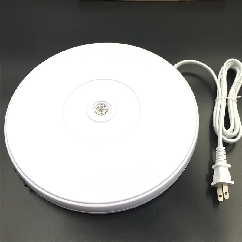 1" 25 см светодиодный светильник 360 градусов вращающийся стол с электрическим приводом для фотографии Максимальная нагрузка 10 кг 220V 110V - Цвет: White 110V US