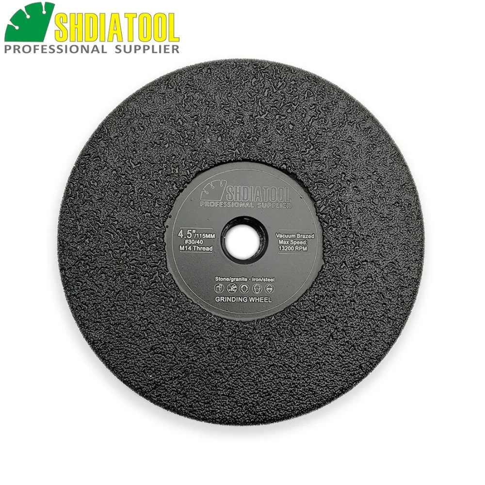 DIATOOL Dia 4.5&quot Vacuum Brazed Diamond Flat Grinding Wheel M14 Thread Grit #30 115mm Shaping Beveling Wheels For Granite Marble |