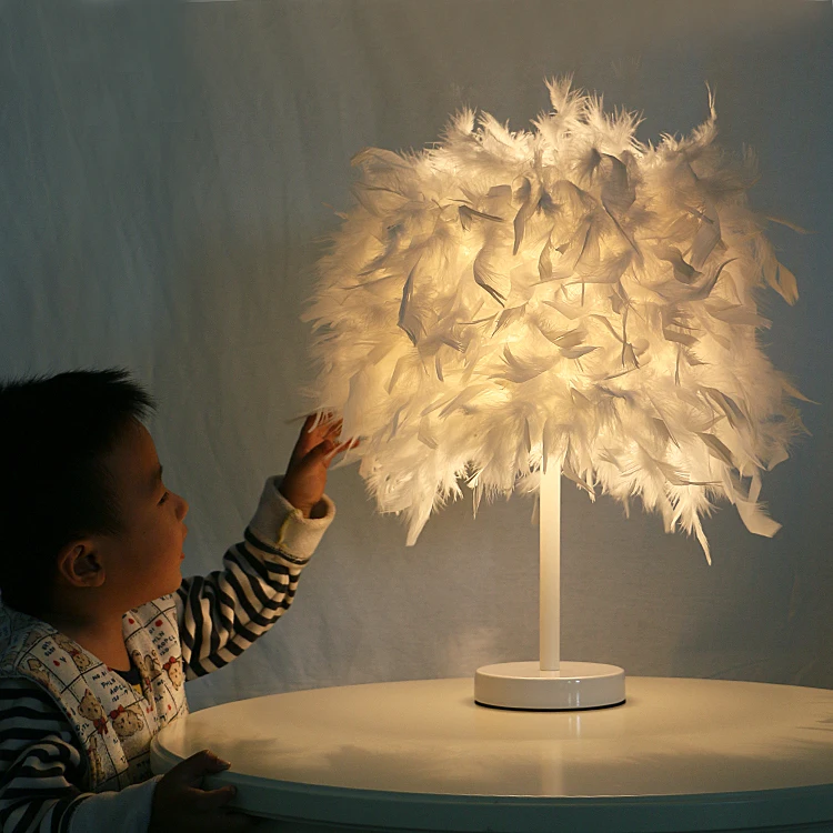 

Colorful Feather Table Lamps E27 Home Decorative Desk Lamp For Bedroom Bedside Table Lamp Fixture LED Desk Light for Living Room