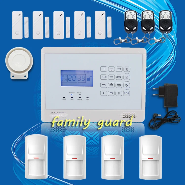 

Autodial Touch Keypad Wireless 4 pcs PIR+5 door Gap sensor Remote Controller GSM SMS Hot Sale Home Security Burglar alarm system