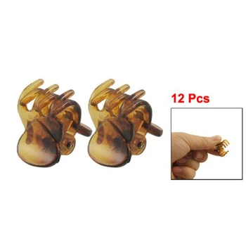 

CQMF 12 Pcs Brown Plastic Mini Hairpin 6 Claws Hair Clip Clamp for Ladies