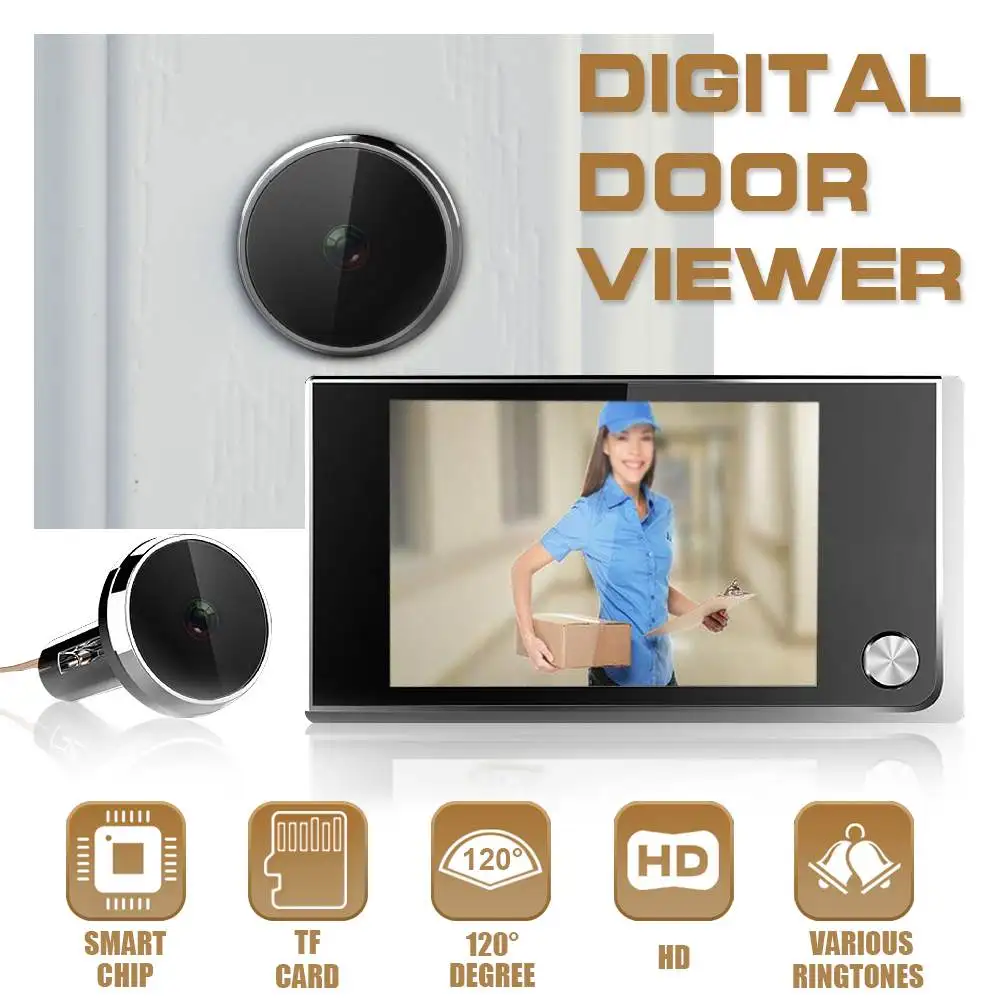 

3.5" LCD Digital Door Viewer Doorbell Security Camera Electronic Cat Eye Camera Photo Monitor