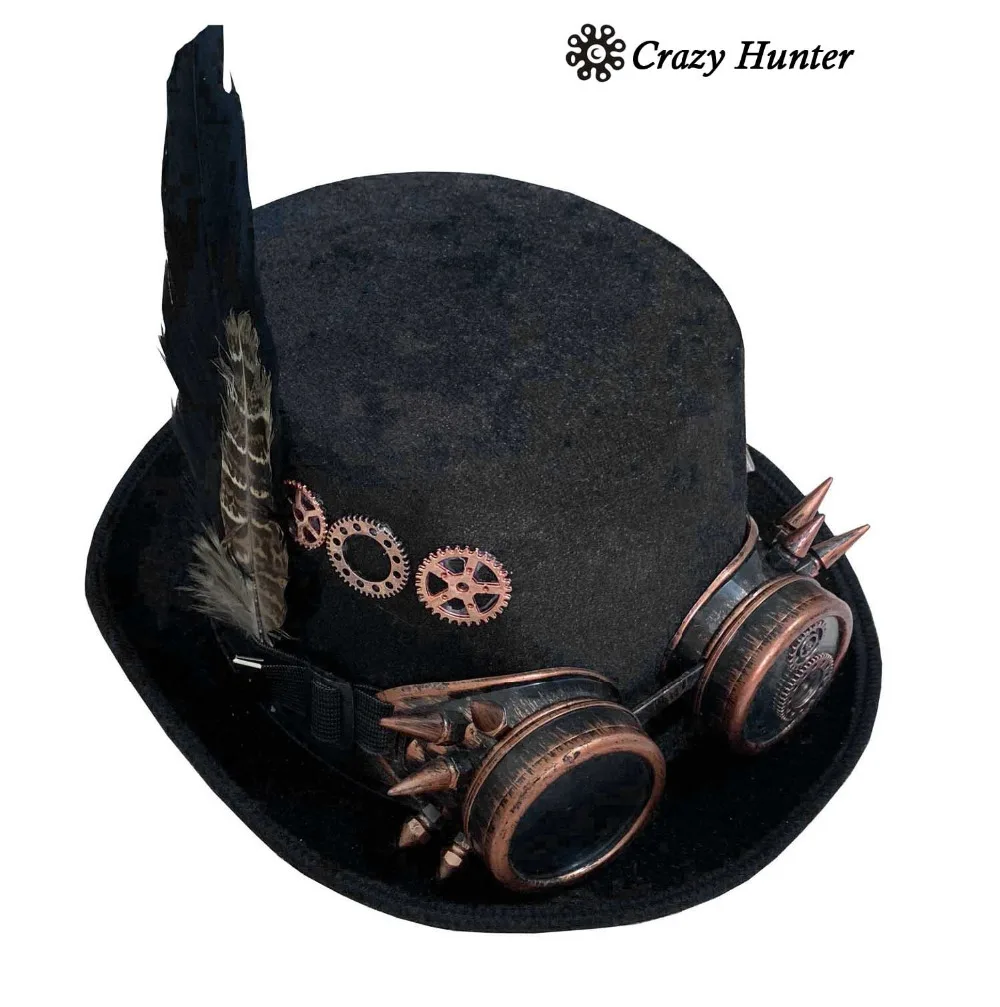 

Punk Goth Steampunk Hat with Goggles Cosplay Costume Hats