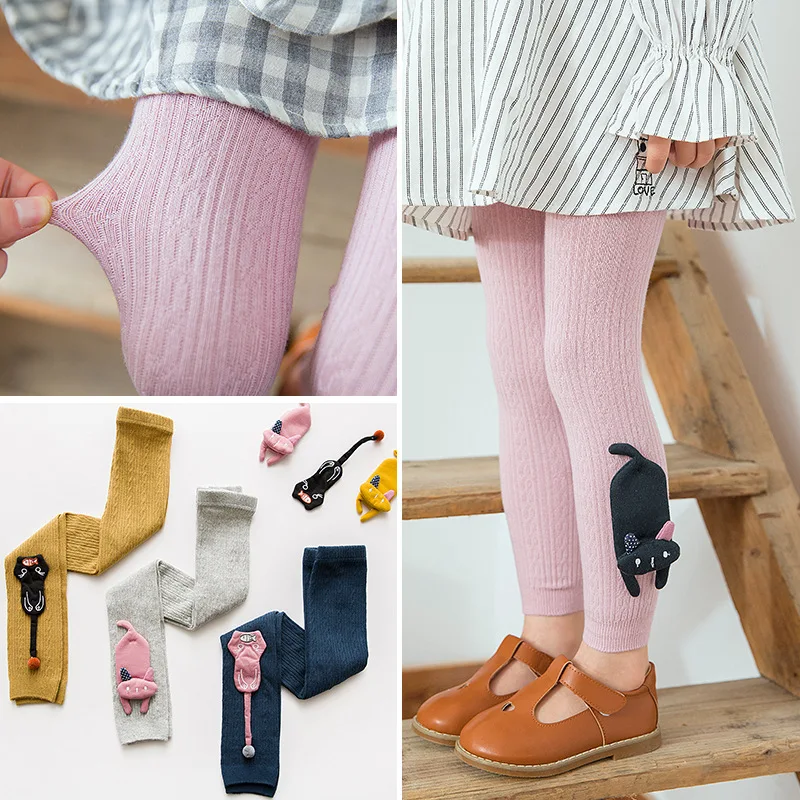 

2018 New Baby Girl Leggings Super Cute Creative Cartoon Cat Pants Spring Children's Elasticity Trousers Legging Kids Clothing