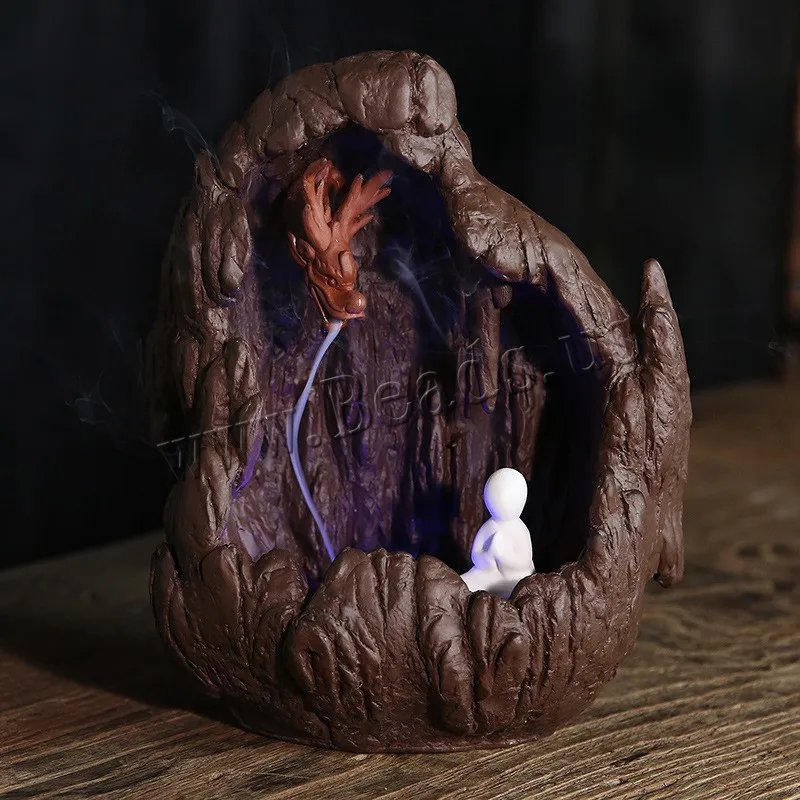 Creative Mountain Shape Backflow Incense Burner Dragon Smoke Waterfall Incense Burner Holder Ceramic Censer Fashion Home Decor