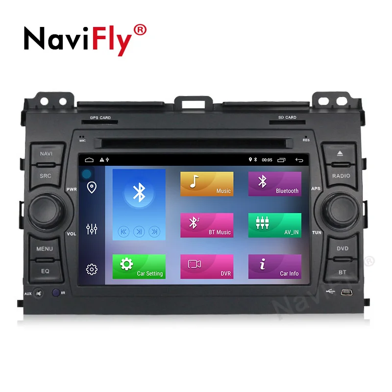 Top Navifly Android9.1 For Toyota Prado 120 Land cruiser 120 2004-2009 Quad Core 1024*600 Bluetooth 2 Din Car DVD Radio GPS Navi 2