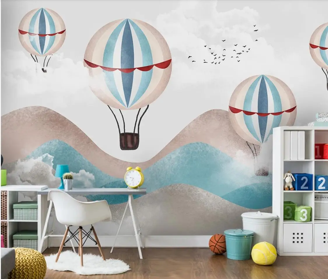 

Carton Hot Air Balloon Kids Bedroom Mural Wallper Contact Paper Papel De Parede Children Room 3d Photo Wallpaper Wall Decor