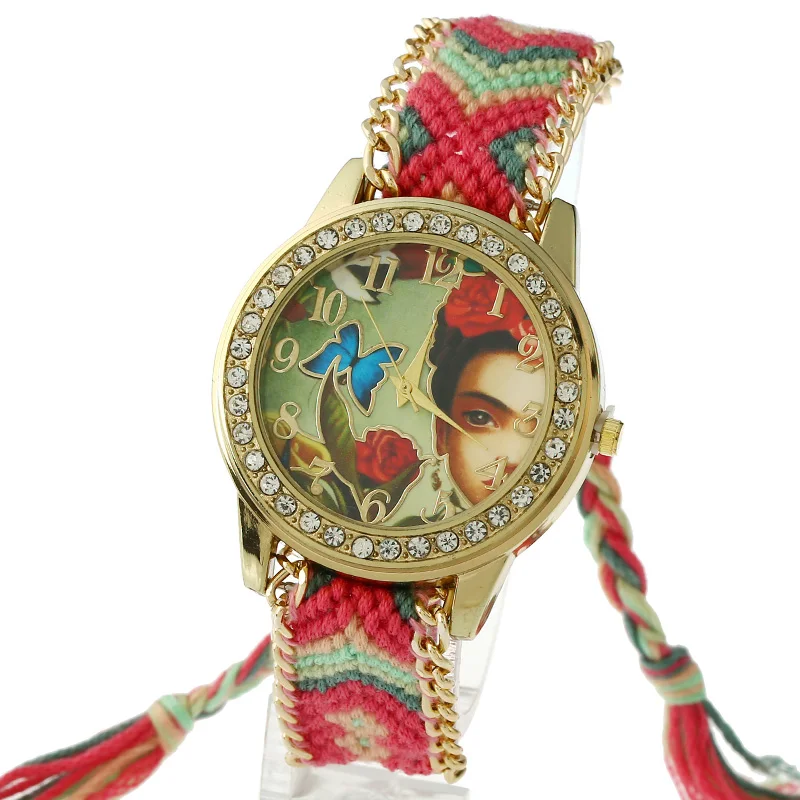 

Gnova platinum Fashion Women Watch Vintage Girl Half Face Rhinestone Dial New Brand Fashion Quartz Wristwatch A652