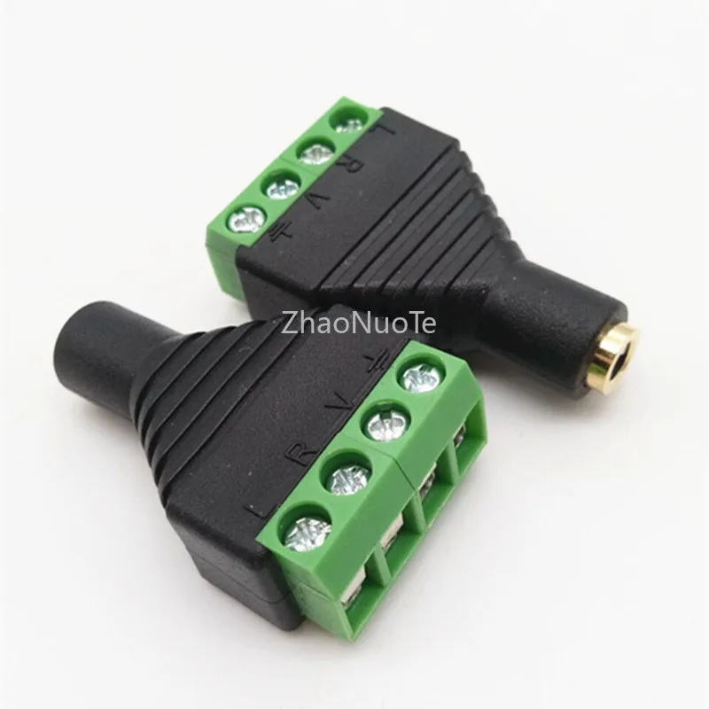 100pcs Jack 3 5MM 4 Knots Connector Four Headphones Audio Male Female Turned 4P Terminal Adapter Plug