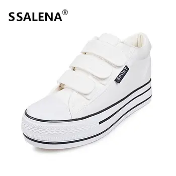 

Women Hook Loop Canvas Shoes Ladies Thick Bottom Platform Vulcanize Shoes Female Wedge Casual Comfortable Shoes AA50313