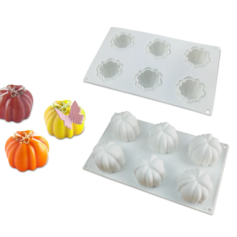 SHENHONG 6 Löcher Kürbis Silikon 3D Kuchen Formen Für Backen Eis Moule Mousse DIY Pastry Dekorieren Tools Dessert Schokoladenform Online