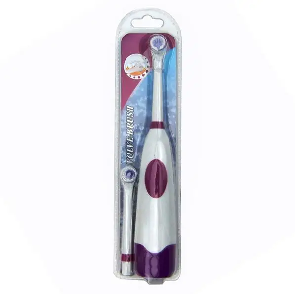 Ультразвуковая вибрационная электрическая зубная щетка с мягкой щетиной, пластиковая профессиональная зубная щетка для чистки рта, гигиены полости рта, водонепроницаемая - Цвет: Purple
