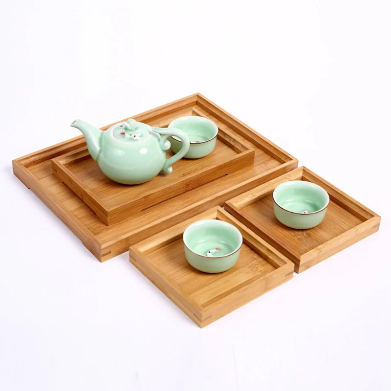 

Japanese Bamboo Square Food Tray Solid Wood Tea Set Tray Home Breakfast Tray Cake Tray Flower Pot Bonsai Gardening Holder