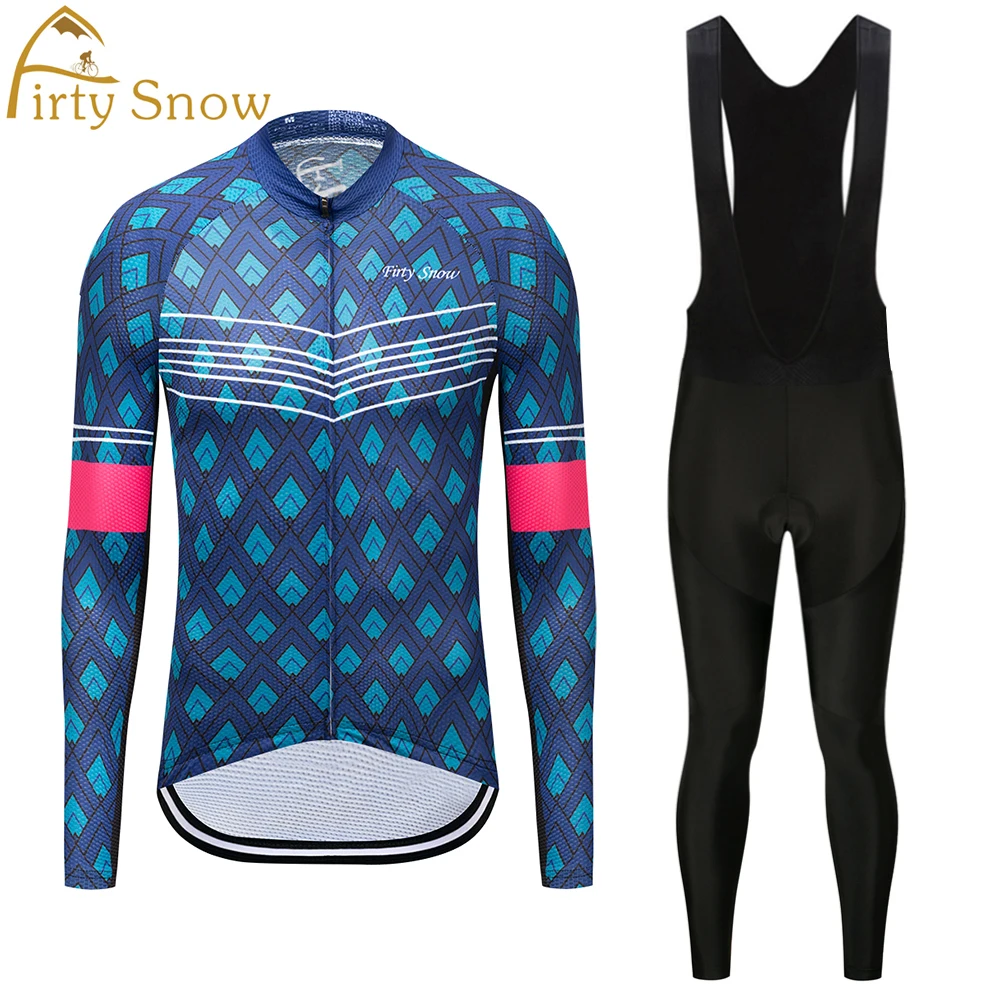 

2019 Cycling Clothes Female Cycling Jersey Set Long Sleeve Pro Team Breathable Bike Jerseys Bib Pants Cycling Kit MTB Clothing
