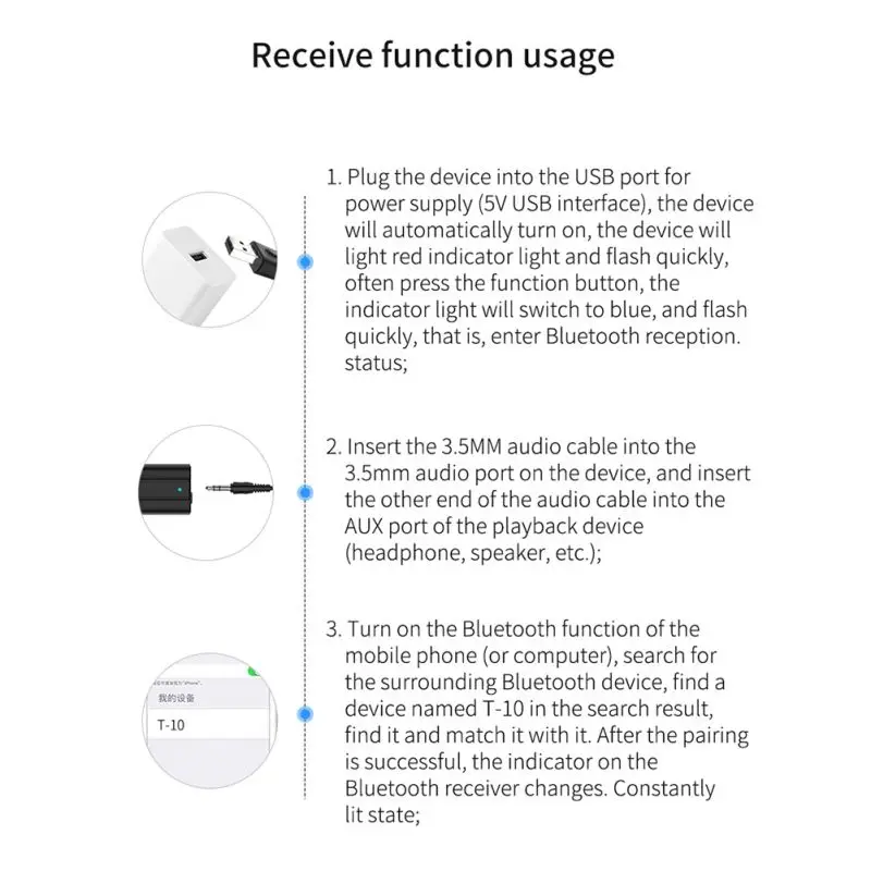 2-в-1 Музыка Аудио приемопередатчик приемник передатчик для Bluetooth 5,0, USB Динамик адаптер для подключения наушников