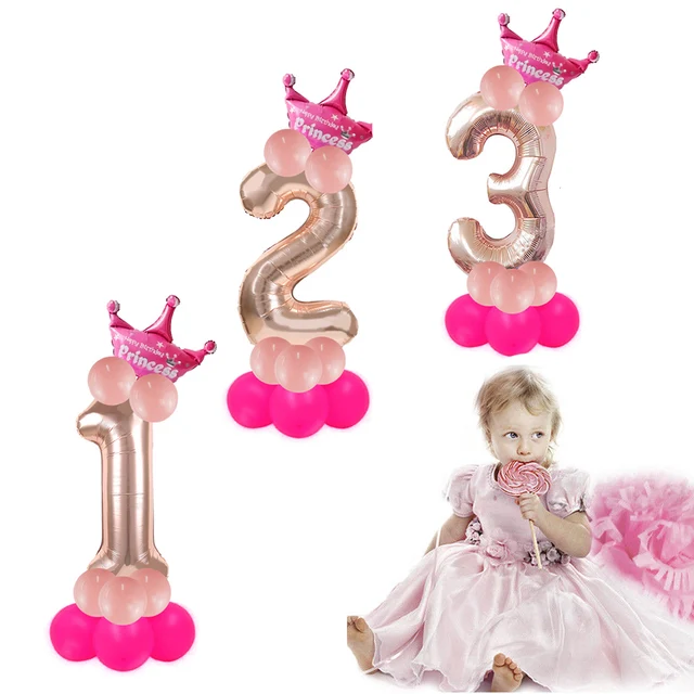 14pcs 30inch Rose Gold Number Ballons Birthday Party Decorations