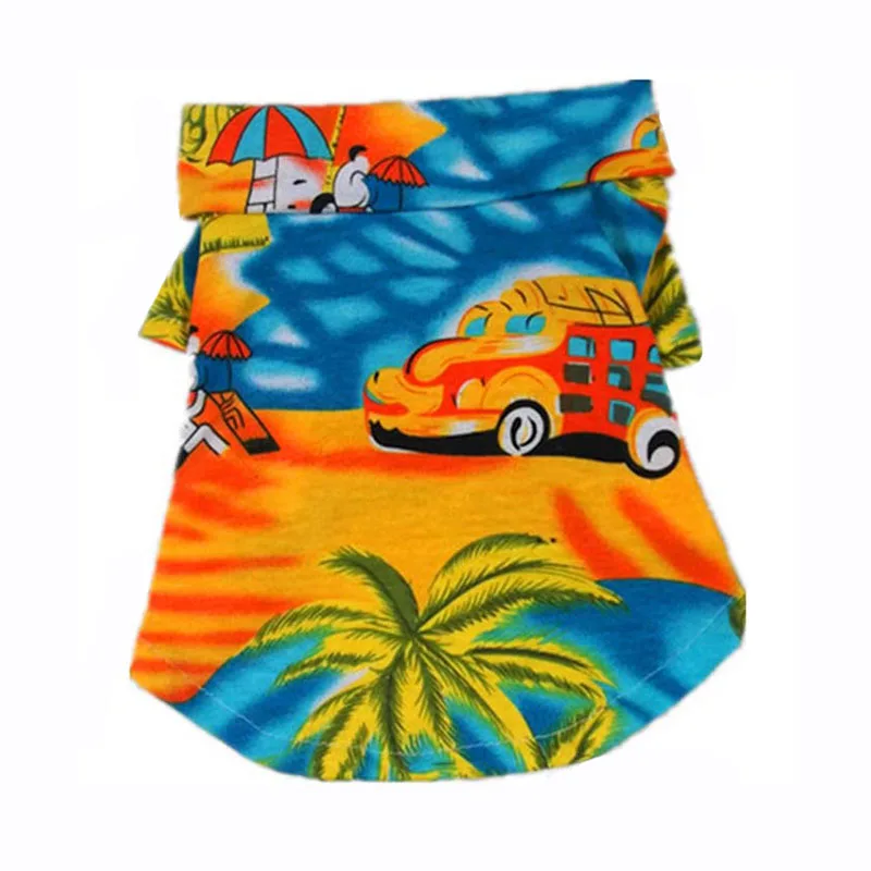 Весенне-летняя одежда для домашних животных модная гавайская рубашка с цветочным рисунком для собак пляжная хлопковая Футболка с принтом кокосового дерева для щенков XS S M L XL