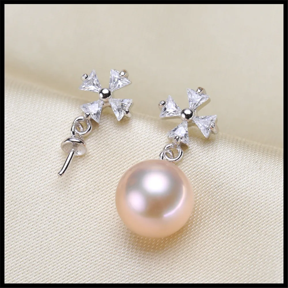 

Earrings Mount Pearl Accessories 925 Silver Earrings Jewelry DIY making No Pearl