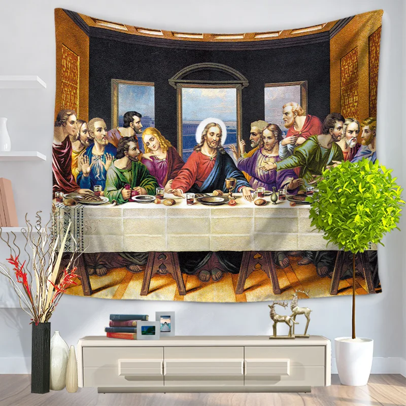 

Home Decorative Wall Hanging Carpet Tapestry Rectangle Bedspread Christian Jesus religion People Pattern GT1101