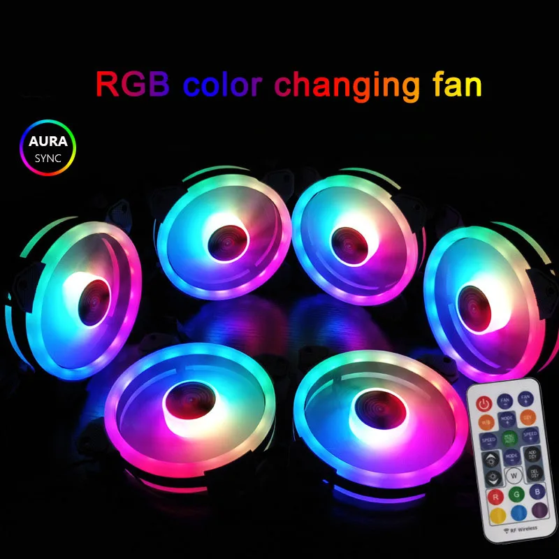 120 мм тихий двойной Aura RGB вентилятор охлаждения для ПК для компьютера Ноутбук игровой чехол DJA99