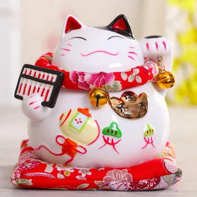 6 дюймов Maneki-Neko керамические китайские счастливые кошки манящие Фортуны кошки статуэтки счастливый Шарм копилка украшения дома - Цвет: C