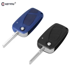 KEYYOU plegable funda para mando a distancia del coche cubierta de Shell 3 botones para Fiat Stilo Idea Ducato Panda Doblo Bravo SIP22 hoja