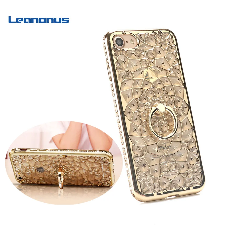 Роскошный чехол Leanonus для iPhone 7 7Plus 6s Plus 3D с алмазным цветком мобильного телефона 5 S